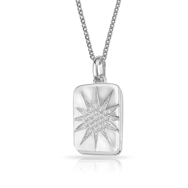 Anhänger Medaillon Silber 925 rhodiniert - 19 Zirkonia