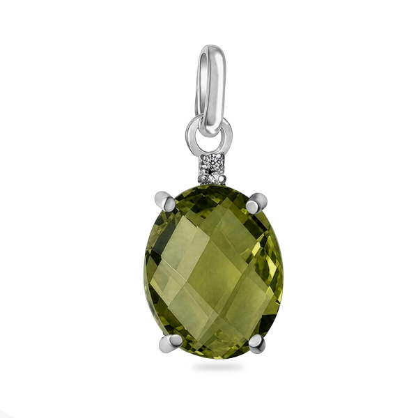 Anhänger Silber 925 rhodiniert - 2 Zirkonia Weiß und Olive
