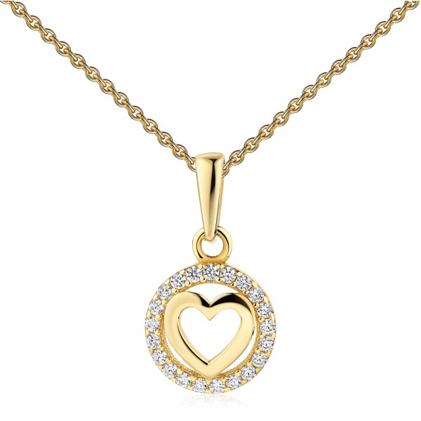 Anhänger Herz Gold 333 - 21 Zirkonia - Ø 9mm - Bild 2
