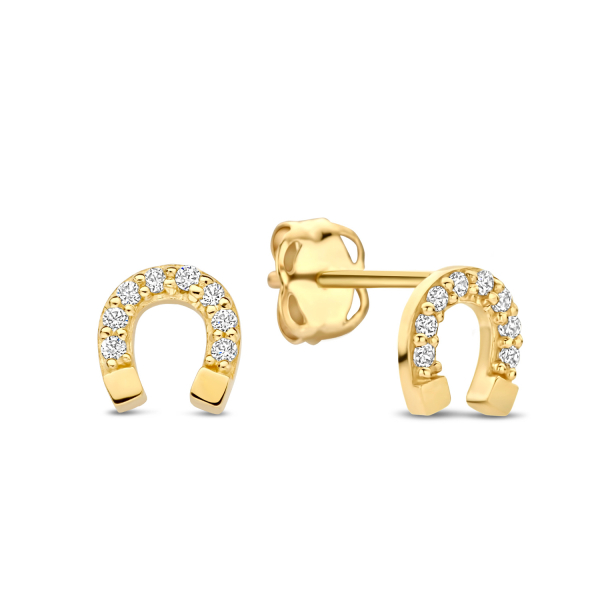 Ohrstecker Hufeisen Gold 585 - 16 Zirkonia - 5,0x4,8mm
