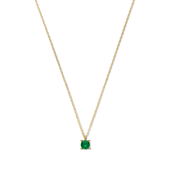 Collier mit Zirkonia smaragdgrün Silber 925 vergoldet - 40+5cm - Bild 2