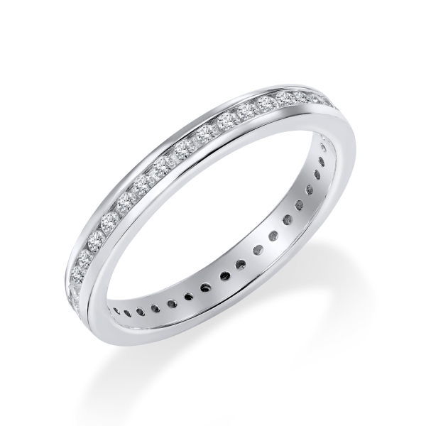 Ring Memoire Silber 925 rhodiniert - Zirkonia - Hochglanz - Schiene 3,00mm
