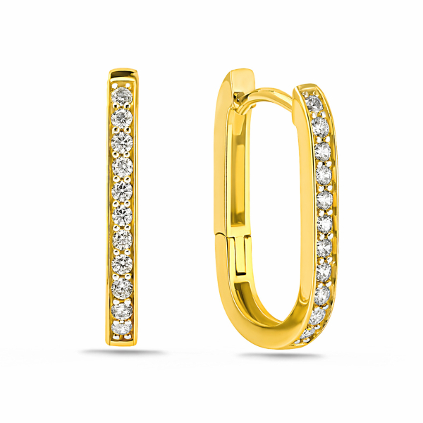 Klappcreolen Silber 925 vergoldet - 18x11x2mm - 22 Zirkonia - Hochglanz