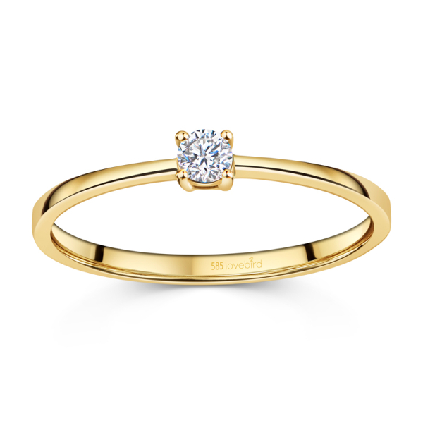 Lovebird Damenring Gelbgold 585 - Brillant 0,10 ct. - 4 Stotzen Fassung - Bild 3