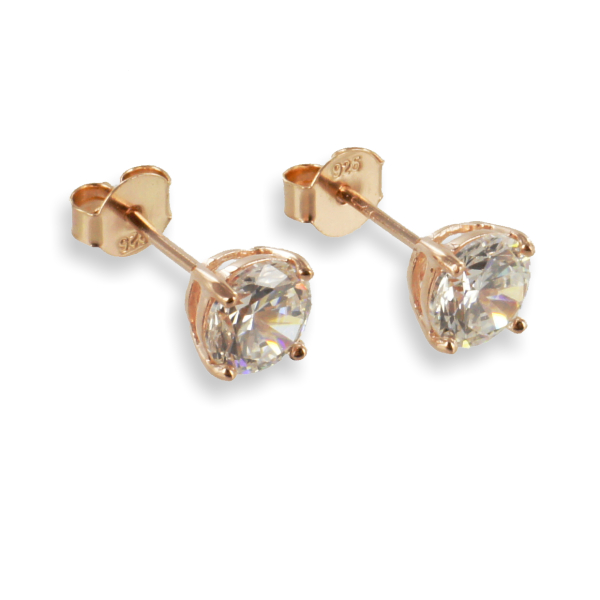 Ohrstecker Zirkonia Silber 925 rosé vergoldet - 6mm