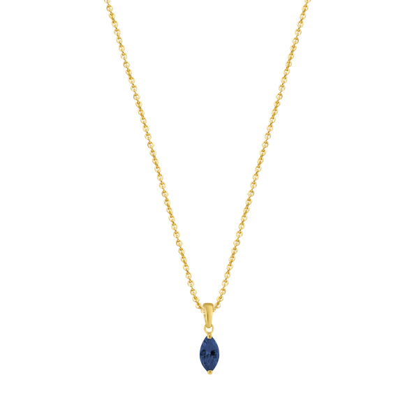 Collier Zirkonia blau Gold 585 - Ankerkette 45cm mit Zwischenösen - Bild 2