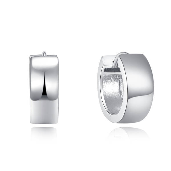 Klappcreolen Silber 925 rhodiniert - Ø 14mm - 5mm breit - Glänzend