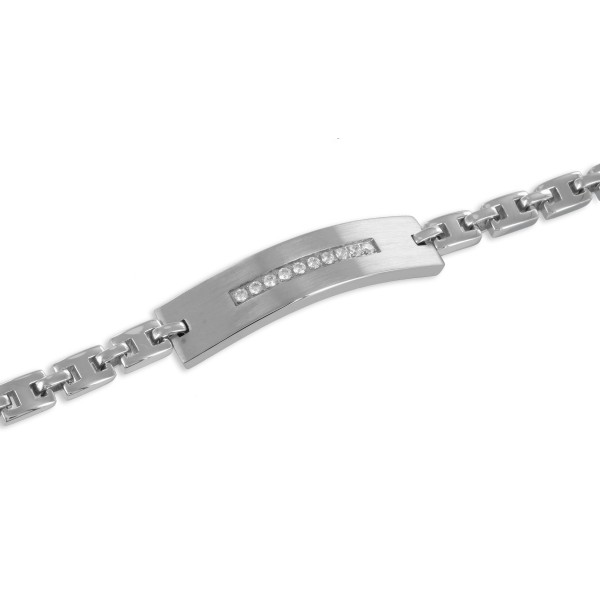 Armband Edelstahl teilmatt - 10 Zirkonia - Bild 2