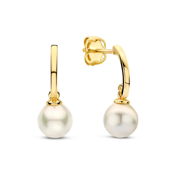 Ohrstecker Süßwasser-Zuchtperle Gold 585 - Perle 5,0mm - 13,5mm lang