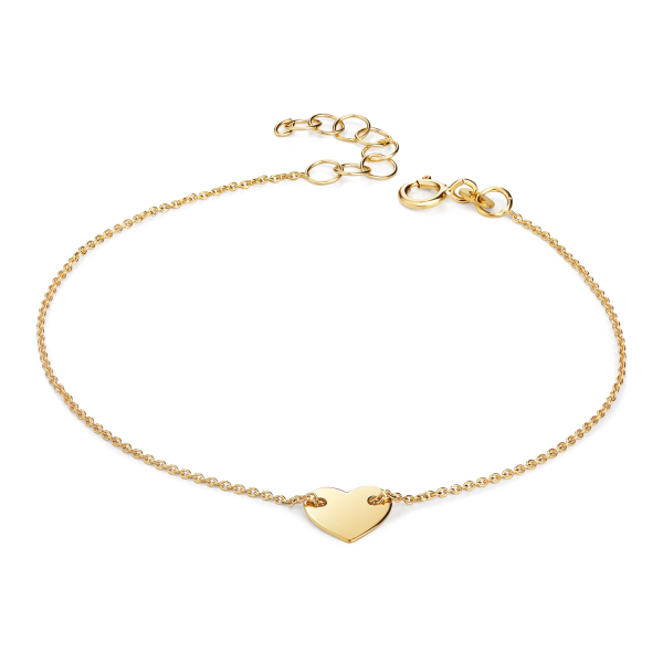 Armband Herz Gold 333 - Ankerkette 16+3cm