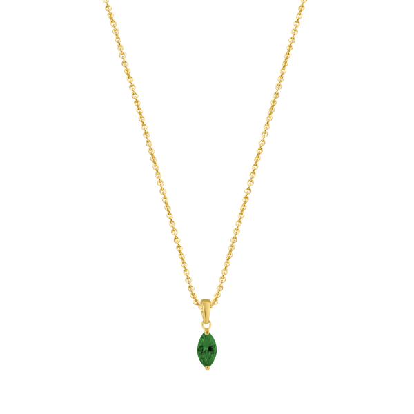 Collier Zirkonia grün Gold 585 - Ankerkette 45cm mit Zwischenösen - Bild 2