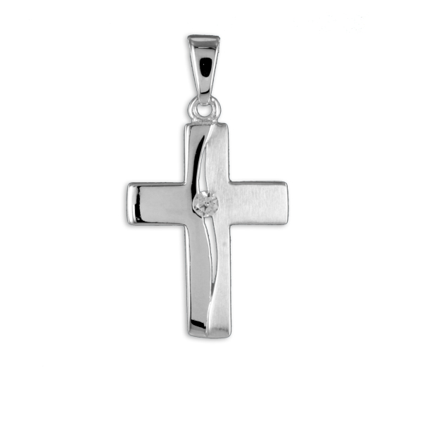 Kreuzanhänger Zirkonia Silber 925 - 15,5x11mm