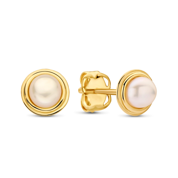 Ohrstecker Süßwasser-Zuchtperle Gold 585 - Perle 3,0mm - Fassung 4,6mm