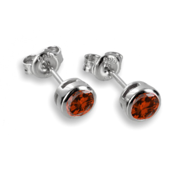 Ohrstecker Zirkonia Rot Silber 925 rhodiniert - 4,5mm