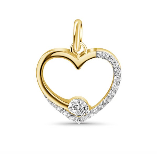 Anhänger Herz Gold 333 teilrhodiniert - 18 Zirkonia - 14,3x13,6mm