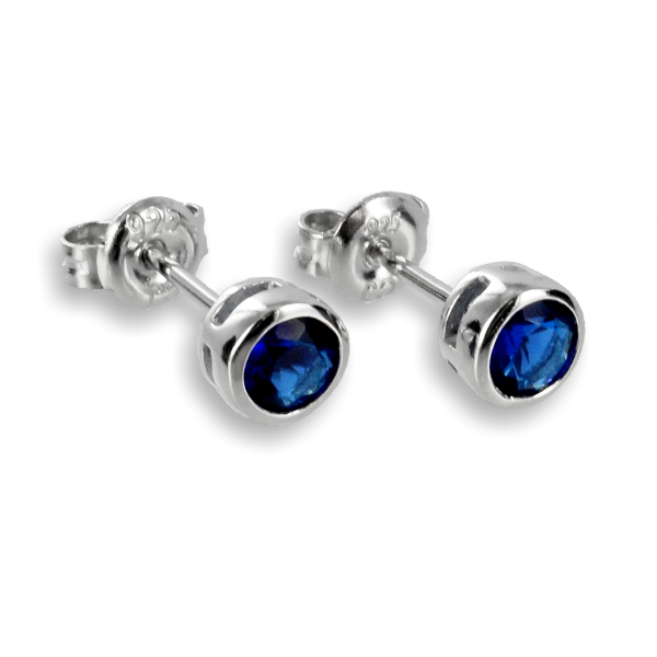 Ohrstecker Zirkonia Blau Silber 925 rhodiniert - 4,5mm
