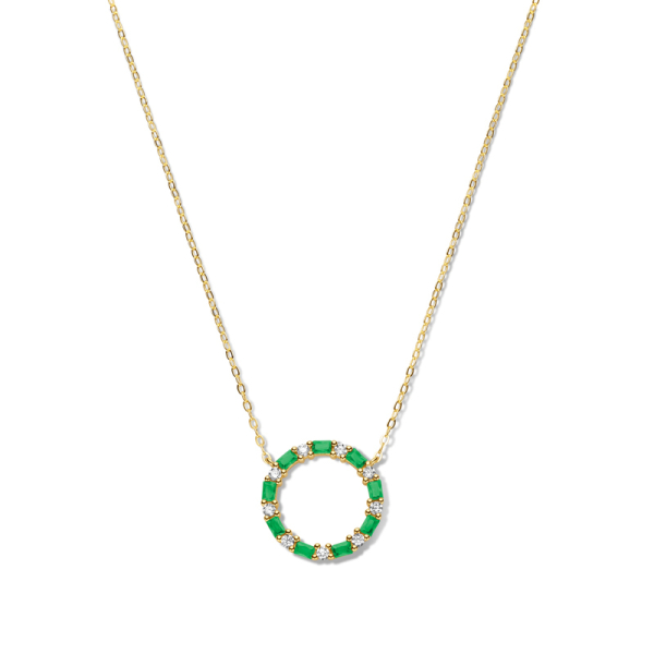 Collier Kreis Silber 925 vergoldet - 18 Zirkonia weiß und grün - Bild 2