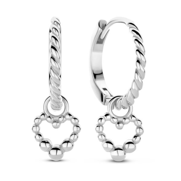Klappcreolen twisted Silber 925 rhodiniert - Behang Herz