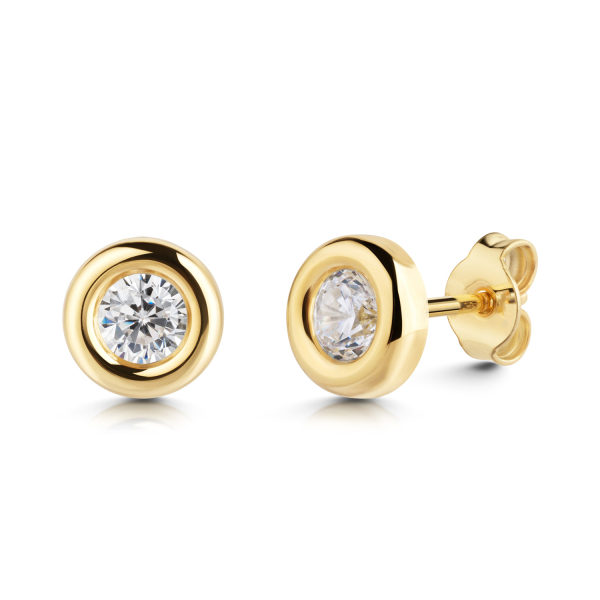 Ohrstecker mit Zirkonia Gold 585 - Ø 5,5mm - Recyceltes Gold