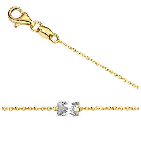Armband Zirkonia Silber 925 vergoldet - 6x4mm