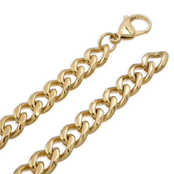 Chunky Chain Edelstahl PVD-Vergoldung - Panzerkette facettiert - 9,0mm breit