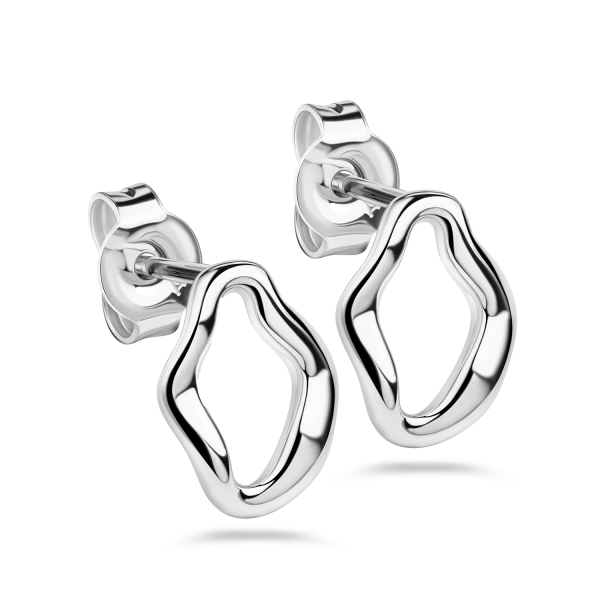 Ohrstecker Organic Style Silber 925 - Hochglanz poliert - 8x11mm