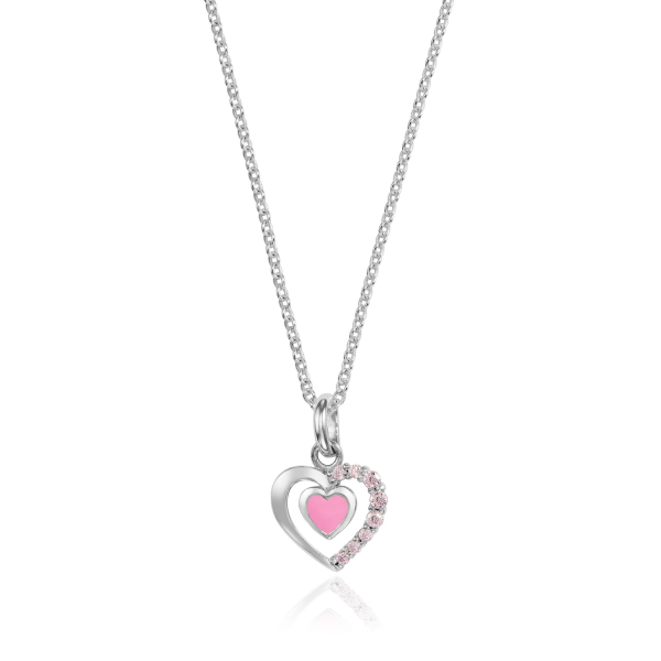 Anhänger Herz Silber 925 rhodiniert - Lack pink - 8 pinke Zirkonia - Bild 2