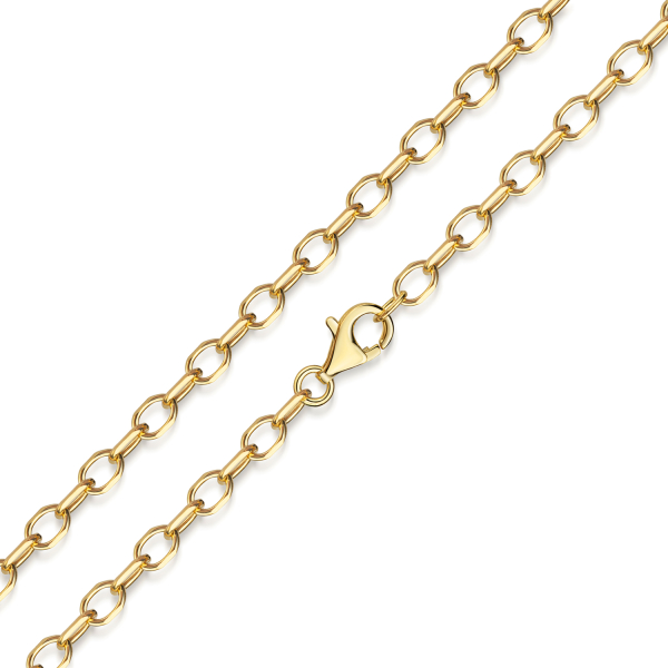 Ankerkette Silber 925 vergoldet - 4-fach diamantiert - 3,3mm breit - 45cm