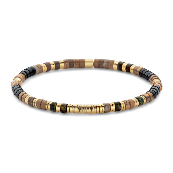 Frank 1967 Armband Edelstahl IPG - Schwarzer Achat und grüner Stein 4mm