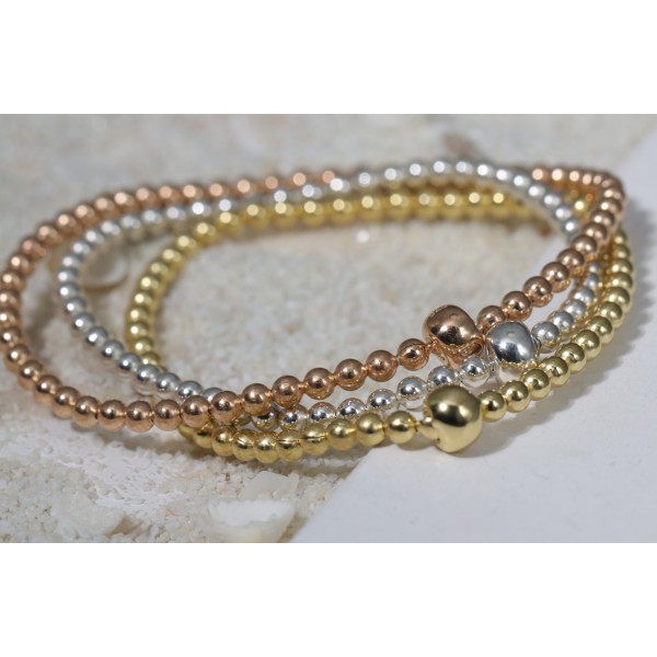Kugelarmband elastisch Silber 925 vergoldet - 16cm - Bild 4