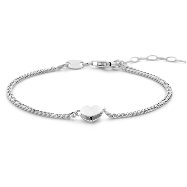 Armband Herz Silber 925 rhodiniert - Kette 2,0mm
