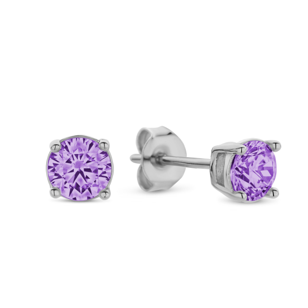 Ohrstecker mit Zirkonia lila Silber 925 rhodiniert - Ø 4mm