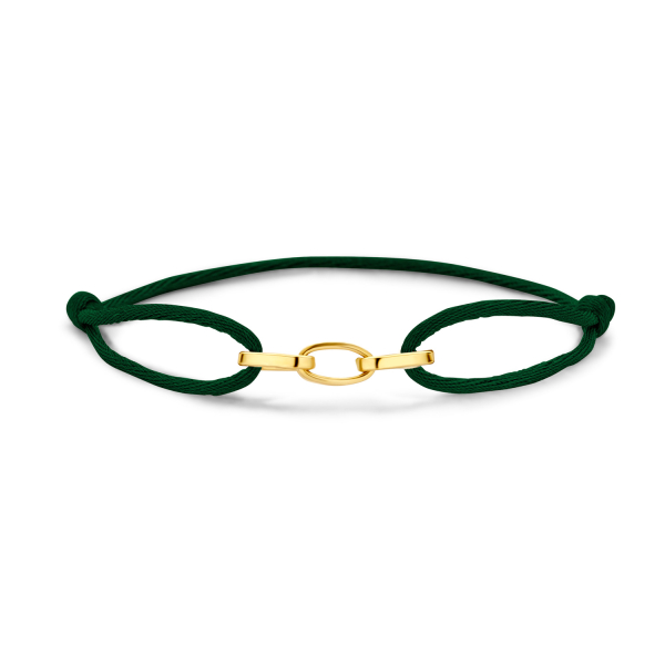 Armband Satin Dunkelgrün Gold 585 - 3 Glieder