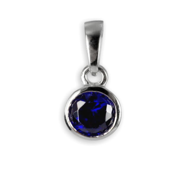 Anhänger Zirkonia Saphirblau Silber 925 rhodiniert - Ø 6mm