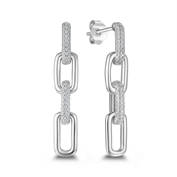 Ohrstecker mit Behang und Zirkonia Silber 925 rhodiniert