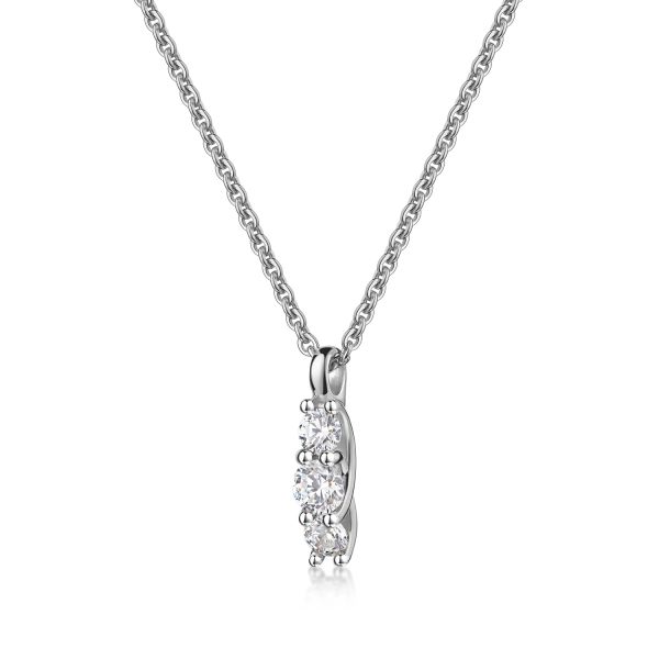 Collier Silber 925 rhodiniert - Anhänger mit 3 Zirkonia - Recyceltes Silber