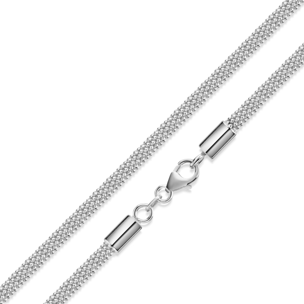 Popcornkette Silber 925 - 3mm breit - Diamantiert