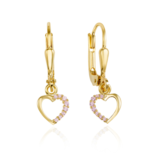 Ohrhänger Herz Gold 333 - 16 Zirkonia Pink