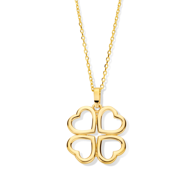 Collier mit Anhänger Kleeblatt Gold 585 - Kleeblatt 14x14mm
