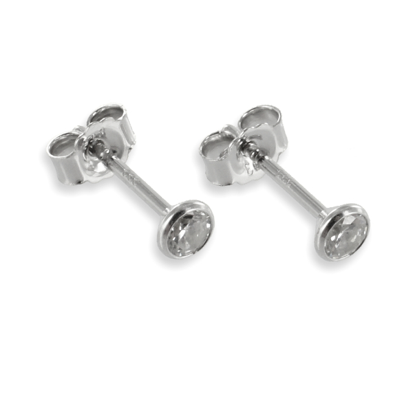 Ohrstecker mit Zirkonia 3mm Weißgold 333