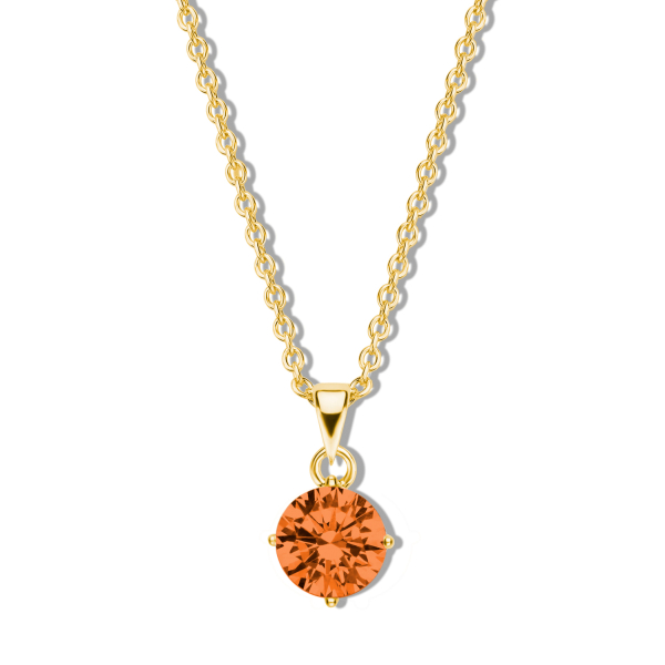 Collier mit Zirkonia orange Silber 925 vergoldet - Ø 5mm - Ankerkette