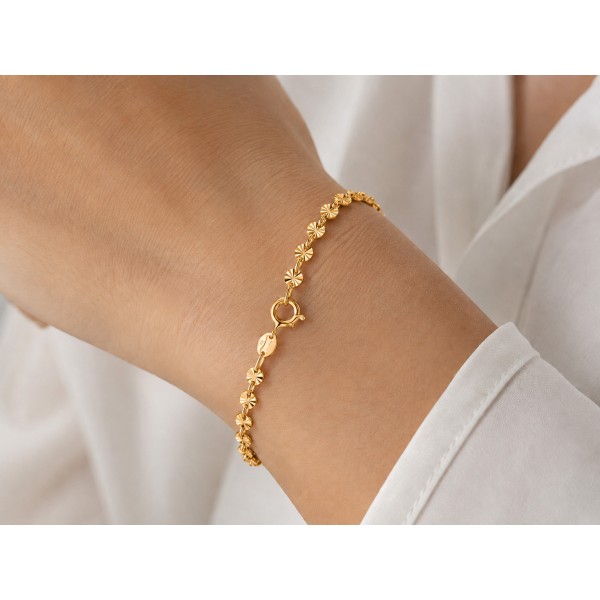 Plättchenarmband Silber 925 vergoldet diamantiert - 4,3mm breit - Bild 2