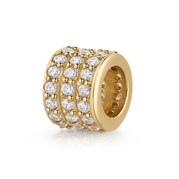 Charm Divider Silber 925 vergoldet - 45 Zirkonia - Ø 8mm
