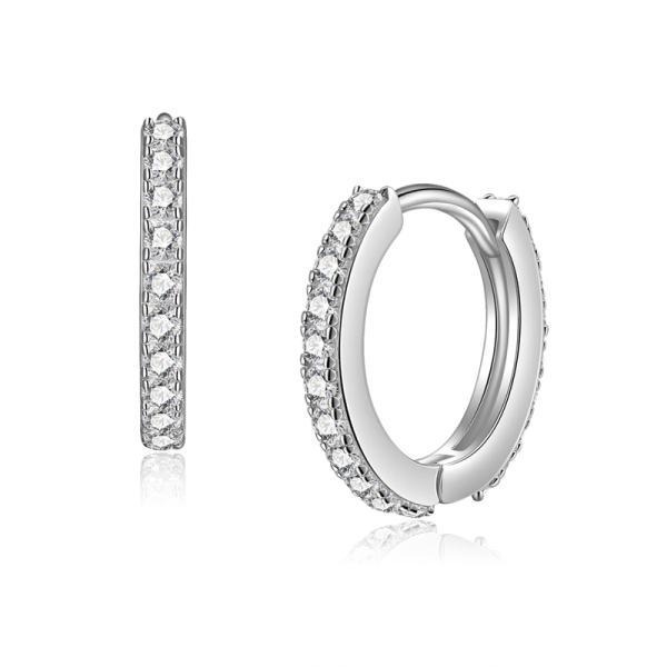 Klappcreolen mit 40 Zirkonia Silber 925 - 13mm x 1,8mm