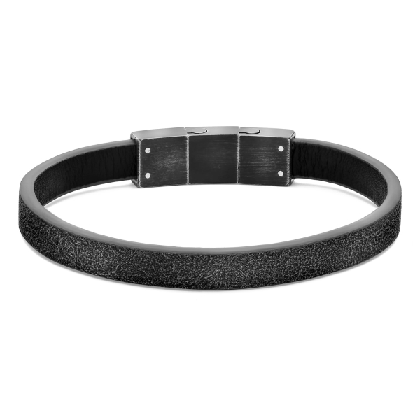 Frank 1967 Armband Echtleder Schwarz Edelstahl IPB - 8,0mm