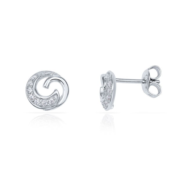 Ohrstecker Silber 925 rhodiniert - 14 Zirkonia - Ø 8,5mm