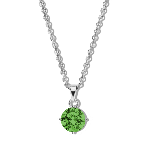 Collier mit Zirkonia grün Silber 925 rhodiniert - Ø 5mm - Ankerkette