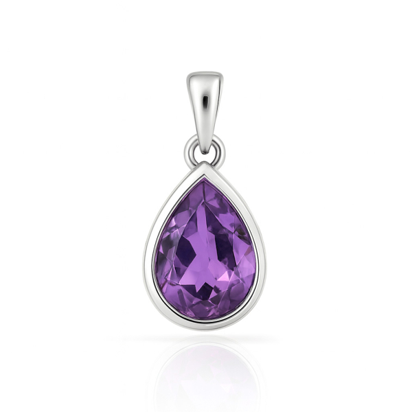 Anhänger Amethyst Silber 925 rhodiniert - Tropfenform
