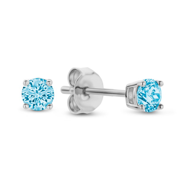 Ohrstecker mit Zirkonia blau Silber 925 rhodiniert - Ø 3mm