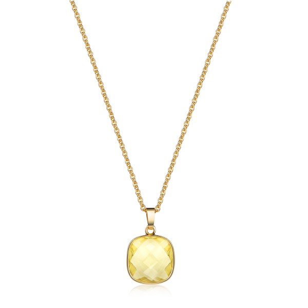 Collier mit Lemonquarz Silber 925 vergoldet - 15x15mm - 3 Milliemes - Bild 2